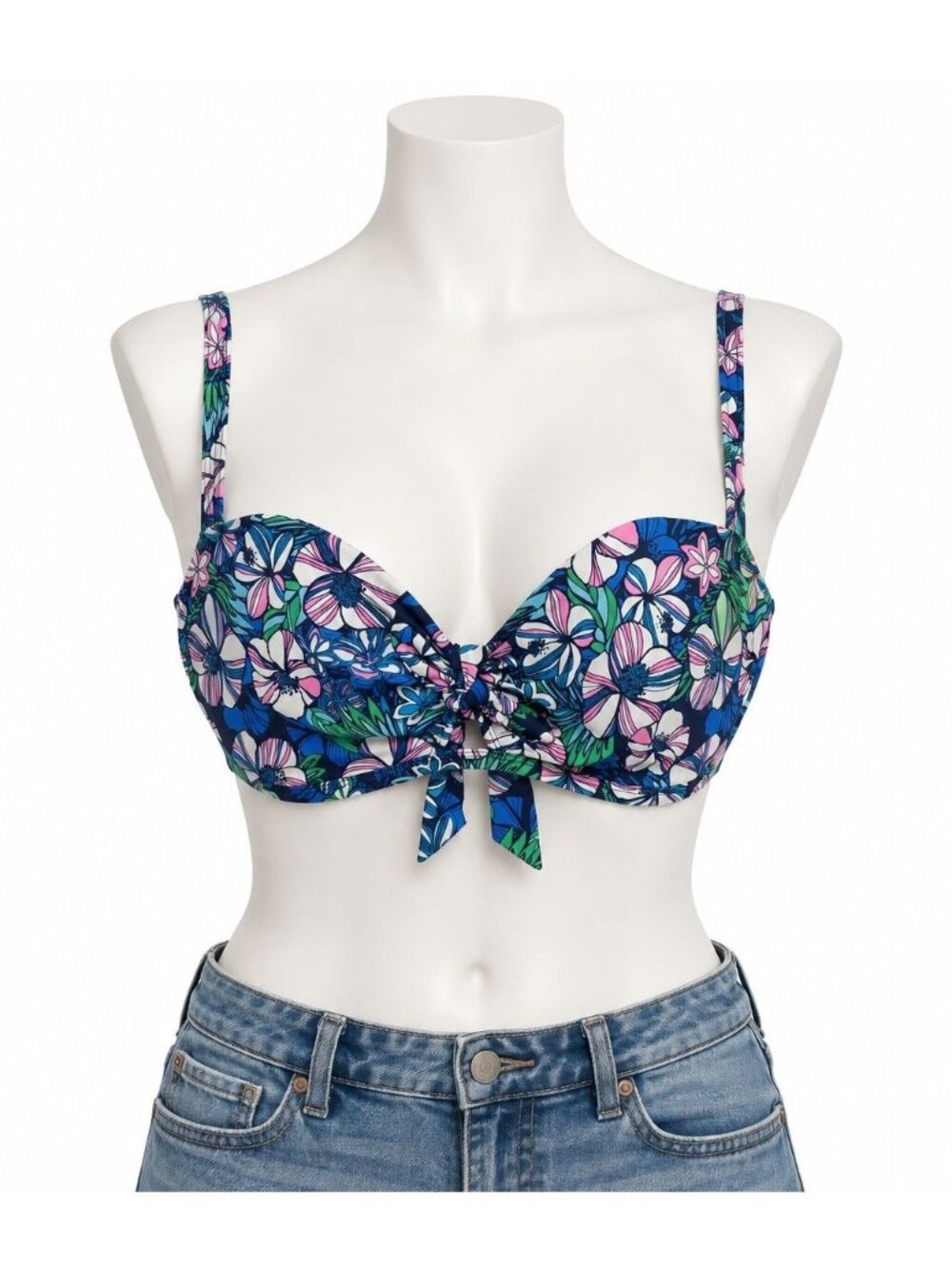 Sun Dazed Floral Bikini Top Womens Size 36DD Underwire Support NEW